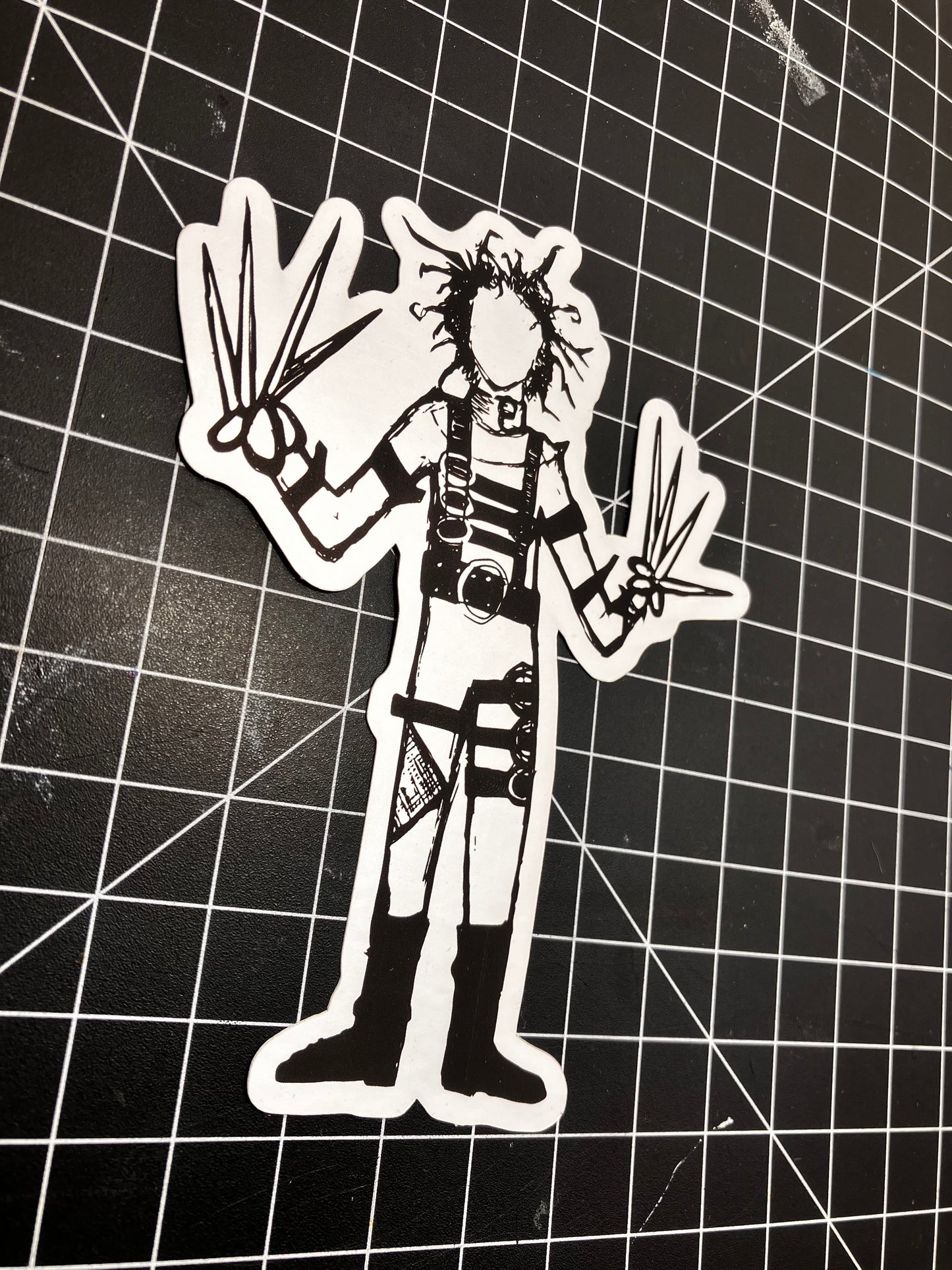 Edward Scissorhands Illustration Brushed Aluminum Sticker