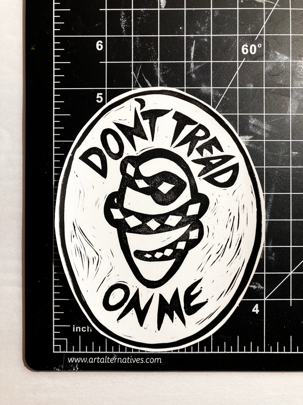 Don't Tread On Me Handprinted Vinyl Sticker