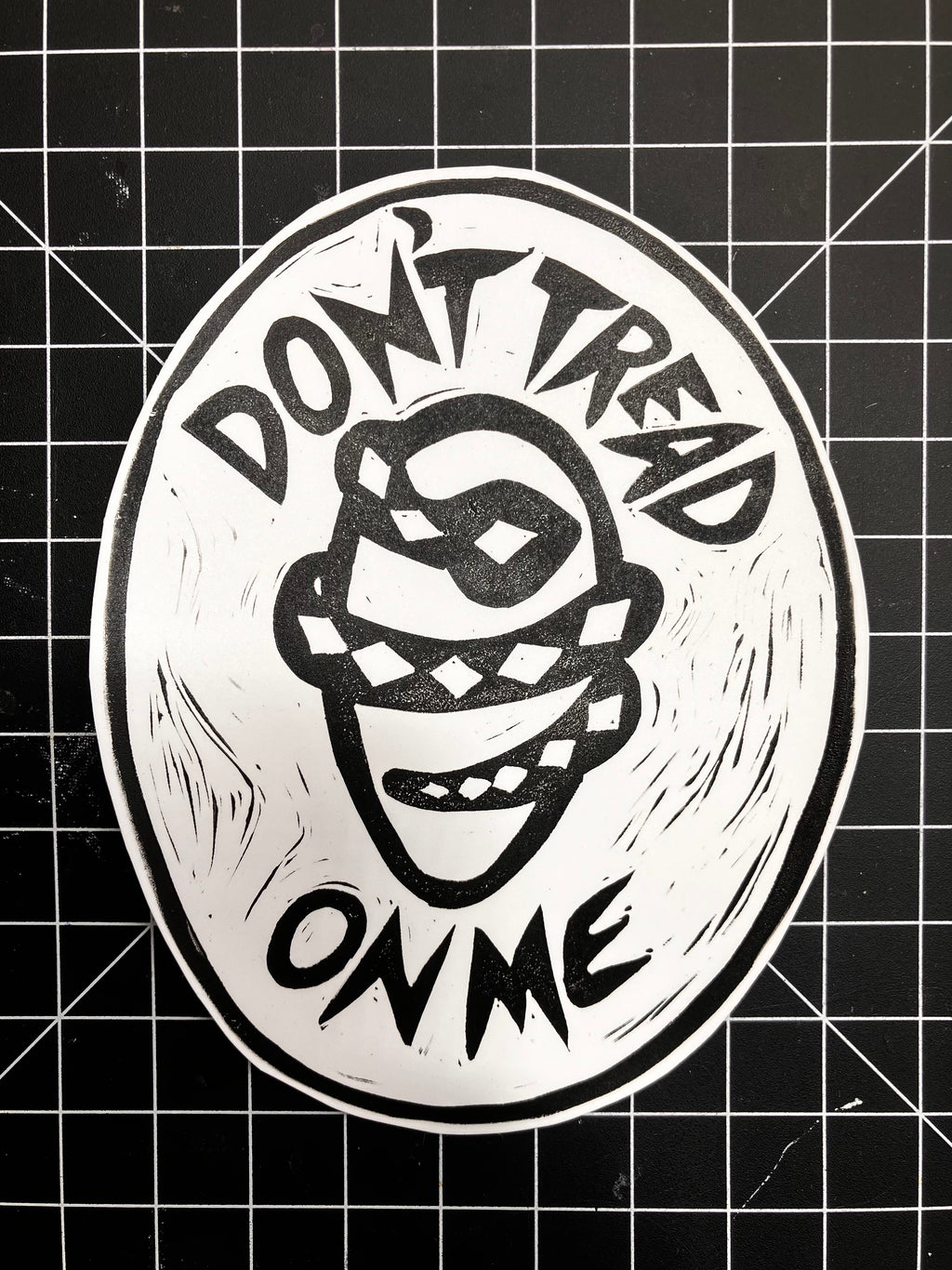 Don't Tread On Me Handprinted Vinyl Sticker
