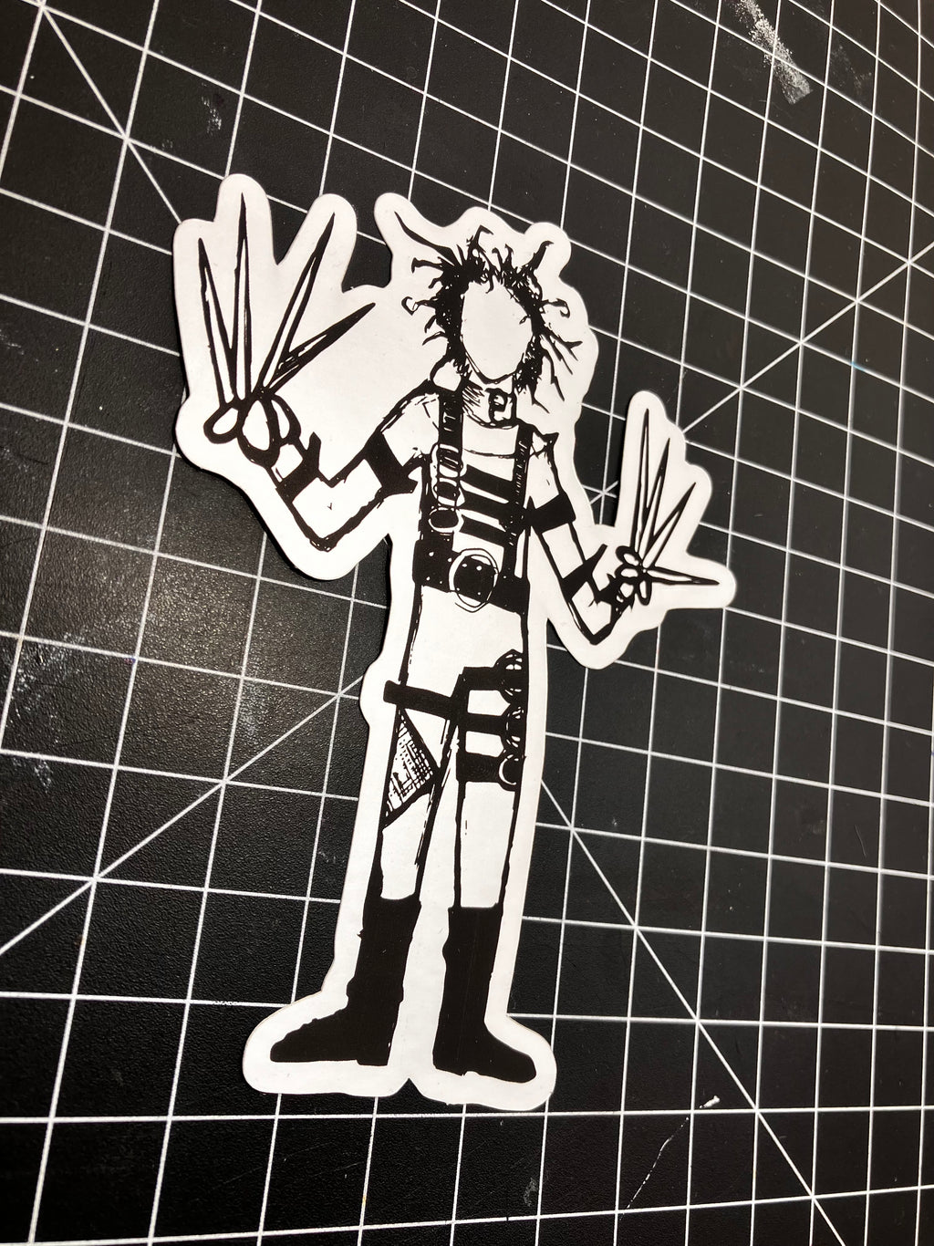 Edward Scissorhands Illustration Brushed Aluminum Sticker